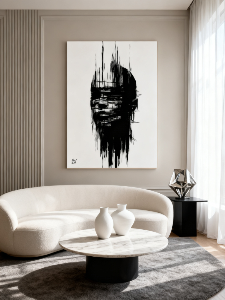 Radikale monochrome Malerei Gesicht Kunstwerk Andreas Rixgens Radikale monochrome Malerei Gesicht Kunstwerk Andreas Rixgens