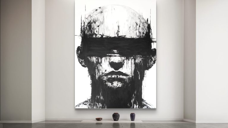 Radikale monochrome Malerei Gesicht Kunstwerk Museumsleinen Andreas Rixgens Radikale monochrome Malerei Gesicht Kunstwerk Museumsleinen Andreas Rixgens